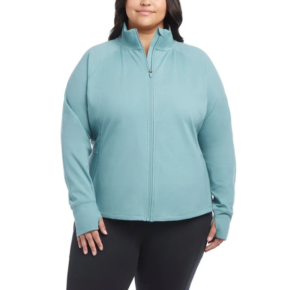 Jockey LG Yoga Jacket Tulip Hem Athletic Running Pockets Activewear Thumb Hole - Picture 4 of 4